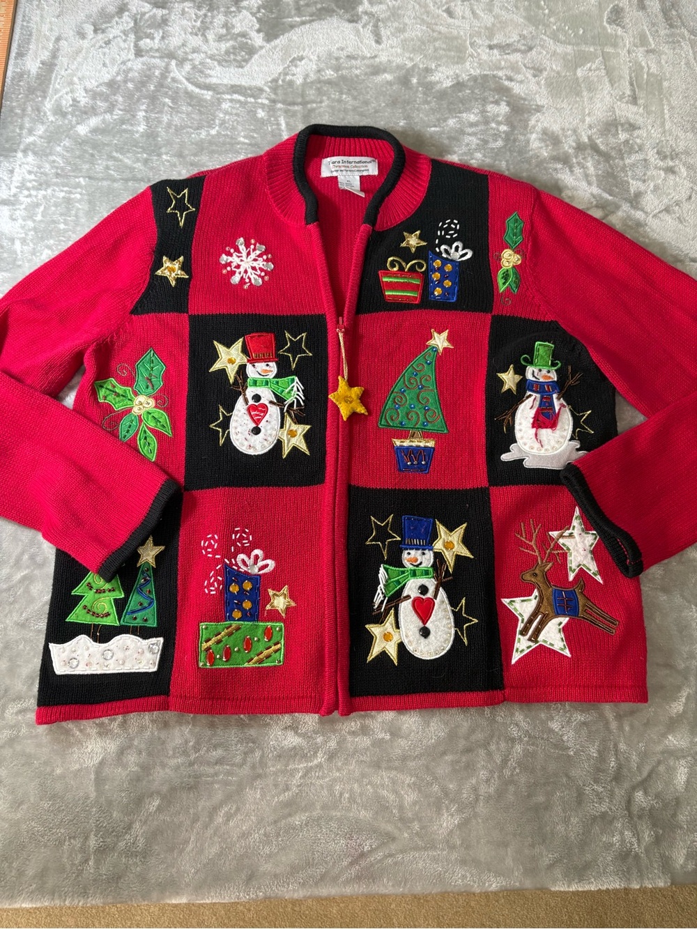 Vintage Tiara International Christmas Collection Knit Cardigan XL